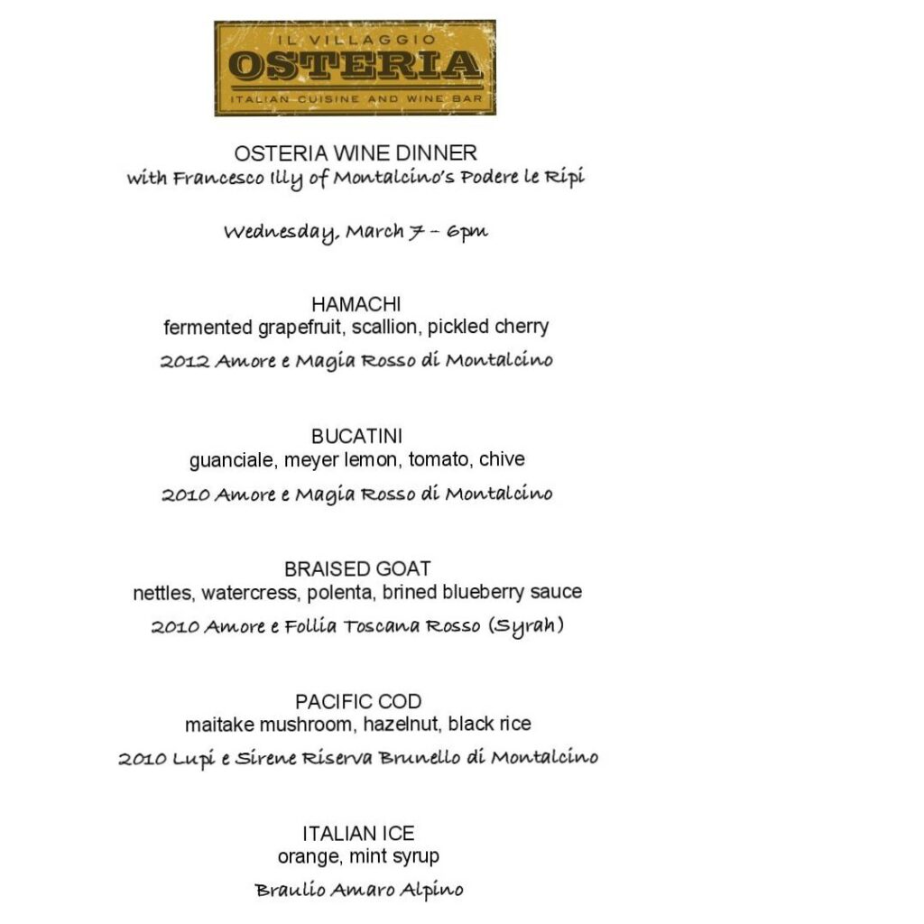 wine dinner menu