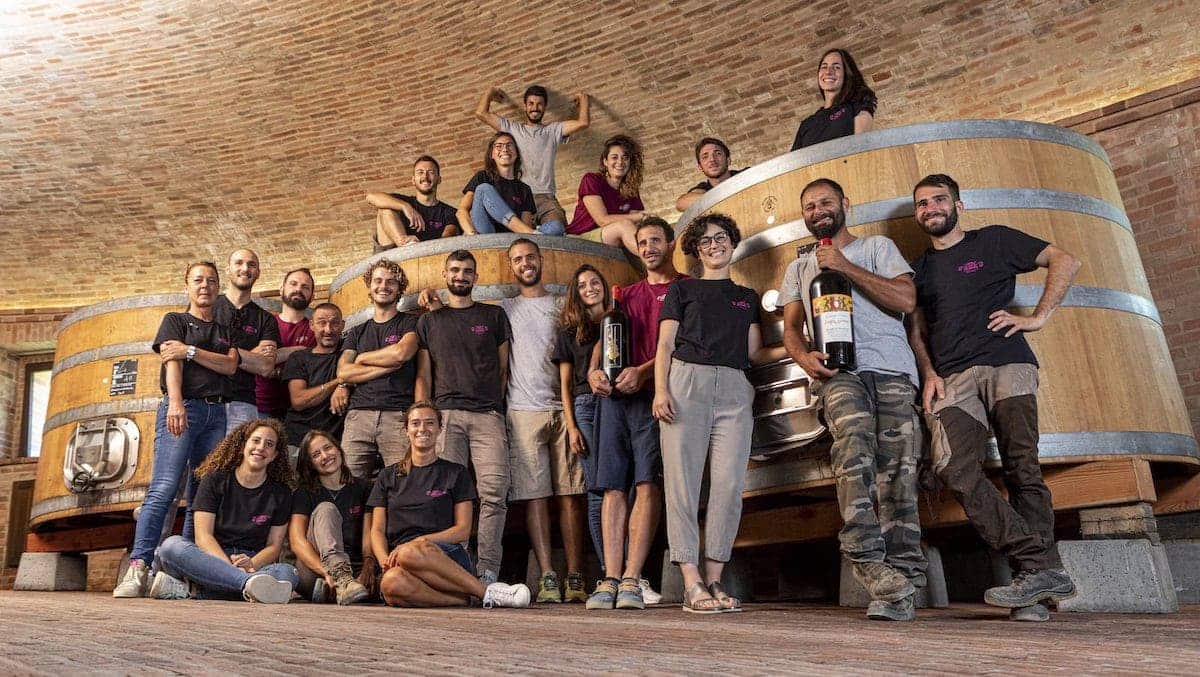 Winemakers in Montalcino in the vineyard