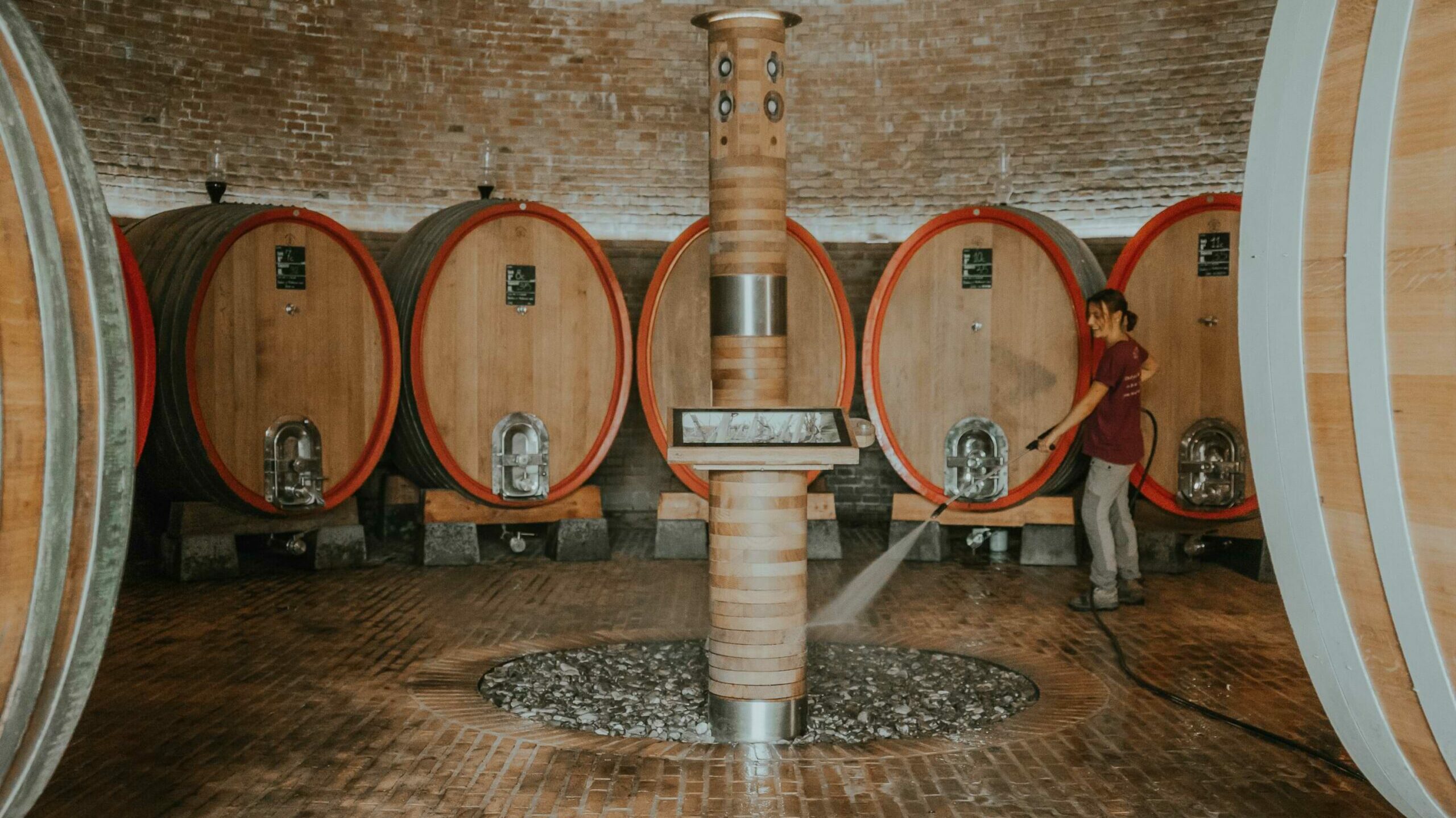 Podere le Ripi winery in Montalcino Golden cellar interior